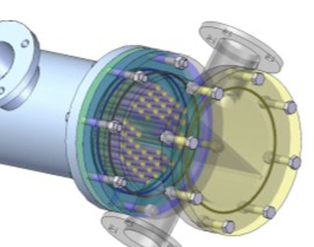 Shell and tube, transformer oil water cooler, OFWF, designed and manufactured by Sterling Thermal Technology