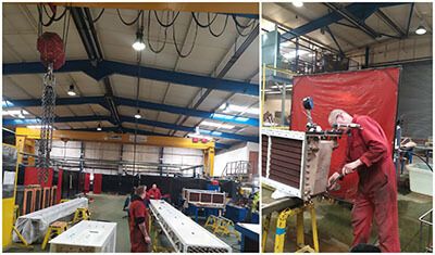 Factory of Water Orton during the CODIV-19 issue - Team working in the factory on hydrogen cooler (photo on the left) and testing of other equipment (photo on the right)