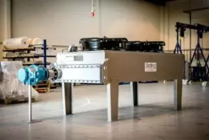 Transformer Oil Cooler with 2 x fan assemblies & oil circulation pump, manufactured by Sterling Thermal Technology