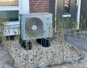 Heat pump outside a private home