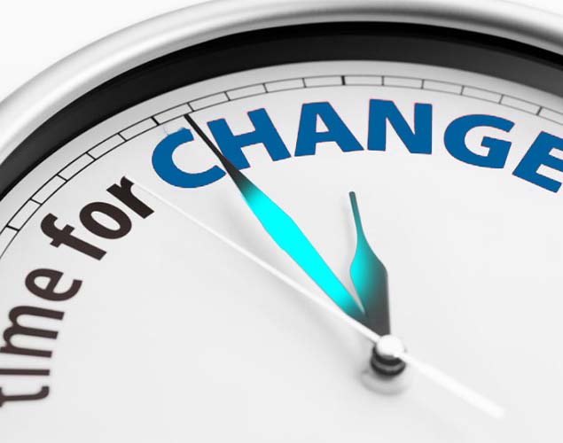 time for change symbolised by a clock